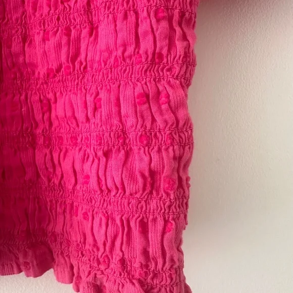 J. Crew Smocked Puff Sleeve Top - Pink - XS - Picture 6 of 9
